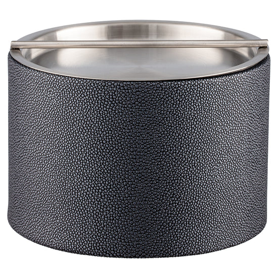 Abyss | Contemporary Shagreen Mesa Ice Bucket with a polished stainless handlebar cover, perfect for blending functionality and elegance at upscale events.