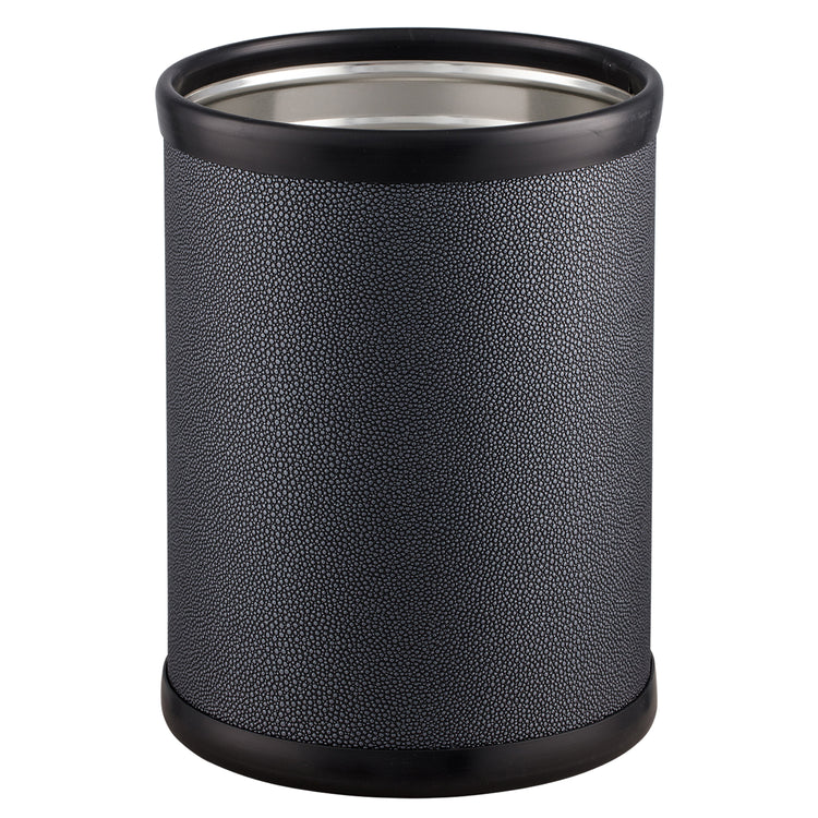 Abyss | Sophisticated Shagreen 8qt Round Wastebasket offering a luxurious design, perfect for discreetly managing waste while elevating your decor.