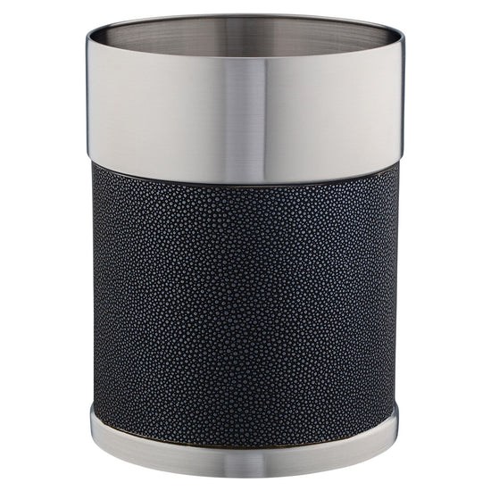 Shagreen Abyss | Stylish Modesto Stainless Wastebasket featuring a polished finish, ideal for offices or home environments that require a touch of elegance.