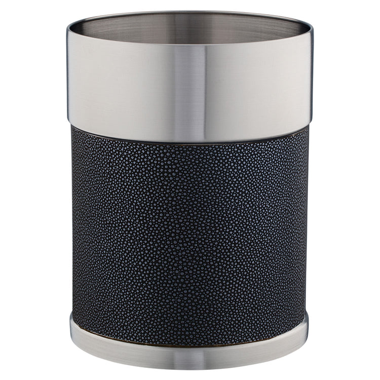 Shagreen Abyss | Stylish Modesto Stainless Wastebasket featuring a polished finish, ideal for offices or home environments that require a touch of elegance.