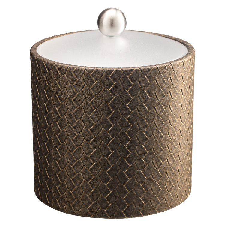 Pyrite | Elegant San Remo 2qt Ice Bucket featuring a durable acrylic cover and a brushed stainless ball knob, perfect for stylishly serving ice.