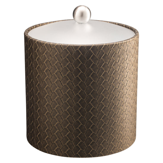 Pyrite | Elegant San Remo 3qt Ice Bucket featuring a frosted acrylic cover and brushed stainless ball knob, perfect for stylishly serving ice.