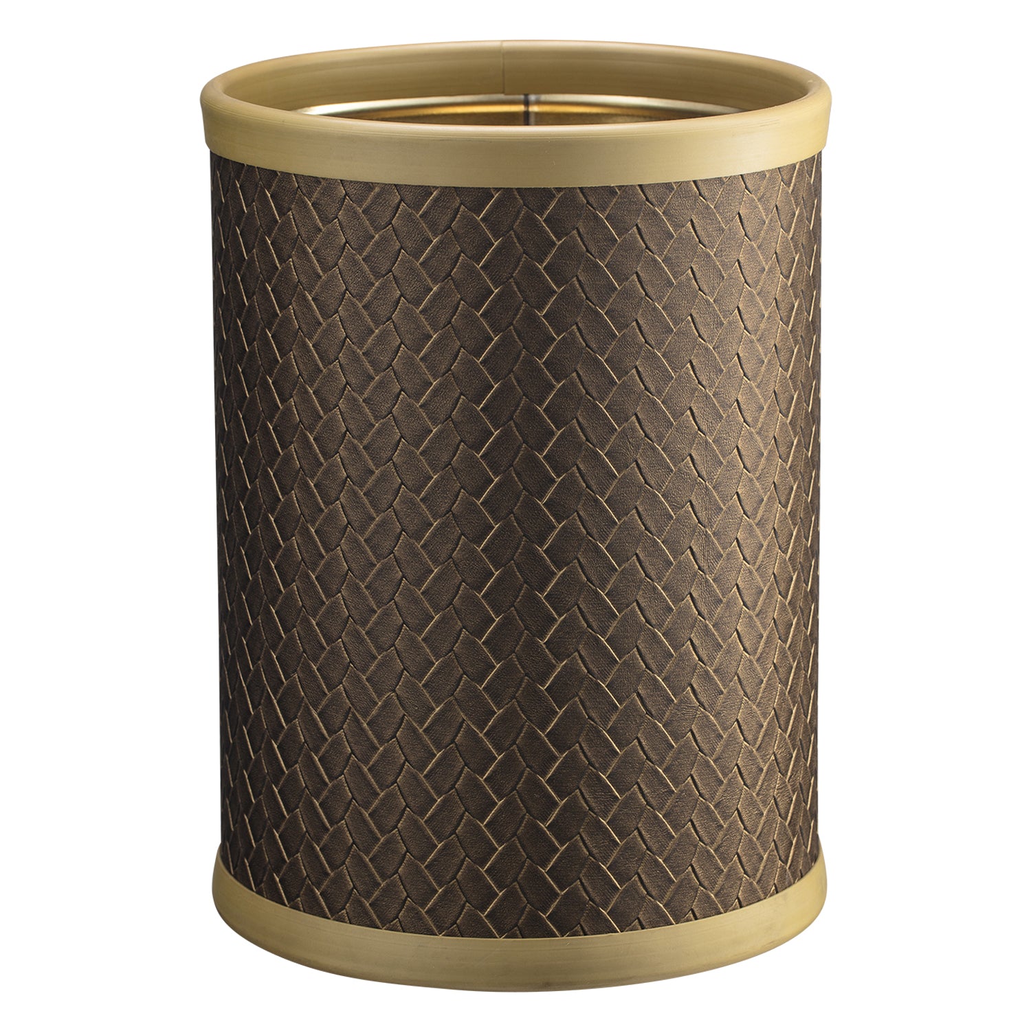 Pyrite | Sleek San Remo 8qt Round Wastebasket featuring a contemporary design, perfect for keeping any room tidy while adding a modern touch.