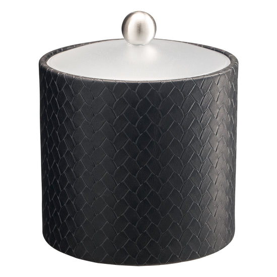 Black | Modern San Remo 2qt Ice Bucket showcasing a polished acrylic cover and brushed stainless ball knob, designed for both functionality and style.