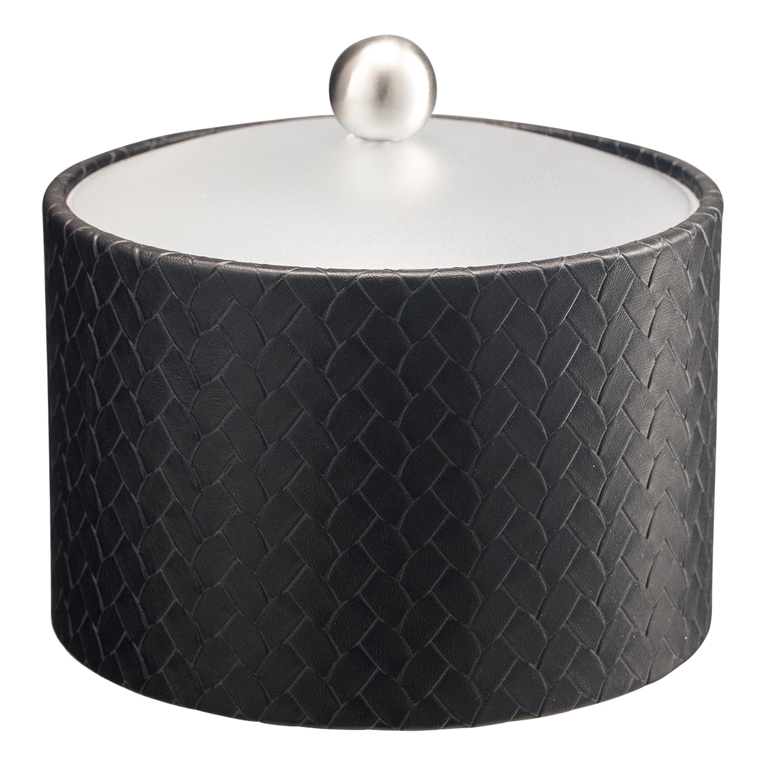 Black | Elegant San Remo Mesa Ice Bucket showcasing a polished acrylic cover and brushed stainless ball knob, designed for both function and sophistication.