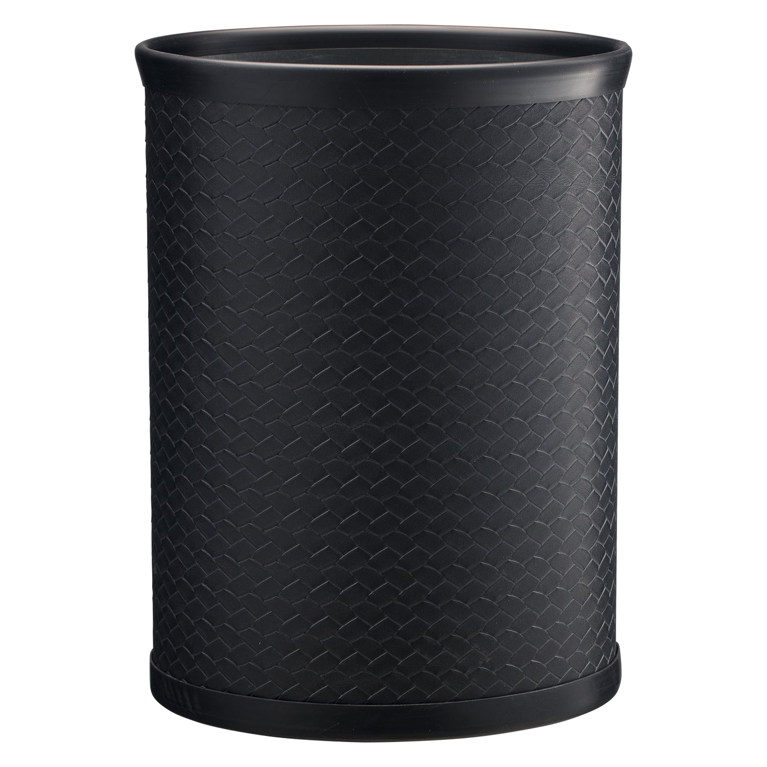 Black | Stylish San Remo 13qt Oval Wastebasket designed to fit in tight spaces, combining functionality with an attractive appearance.