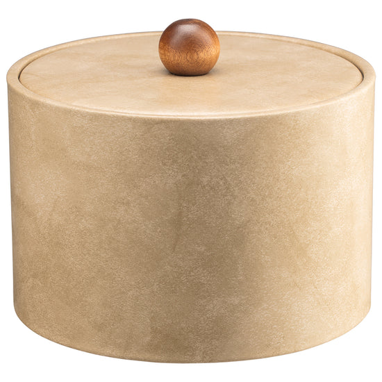 Doeskin | Stylish Core Mesa ice bucket featuring a durable material cover and warm brown wood ball knob, designed for refined in-room service.