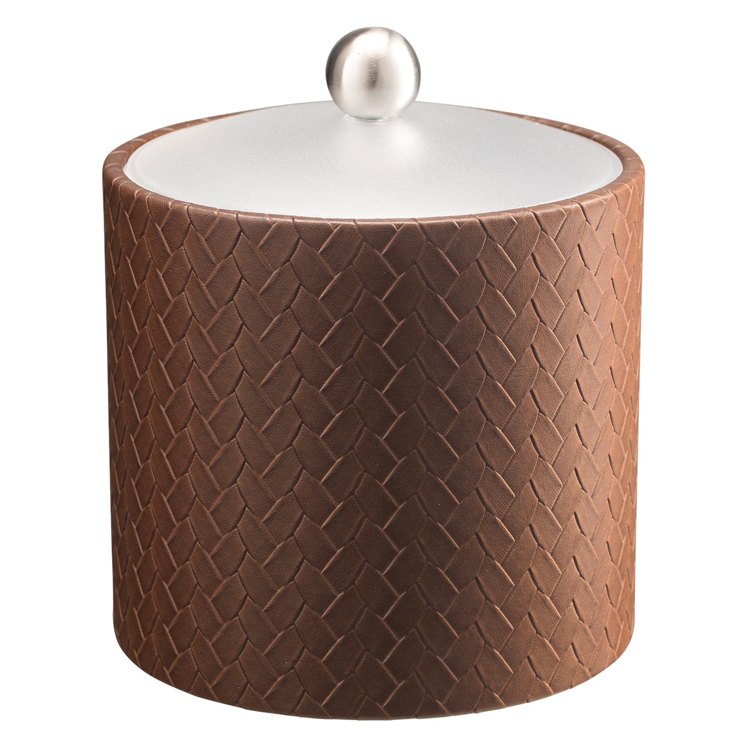 Pinecone | Sophisticated San Remo 2qt Ice Bucket with a clear acrylic lid and brushed stainless ball knob, perfect for keeping ice cold at gatherings.