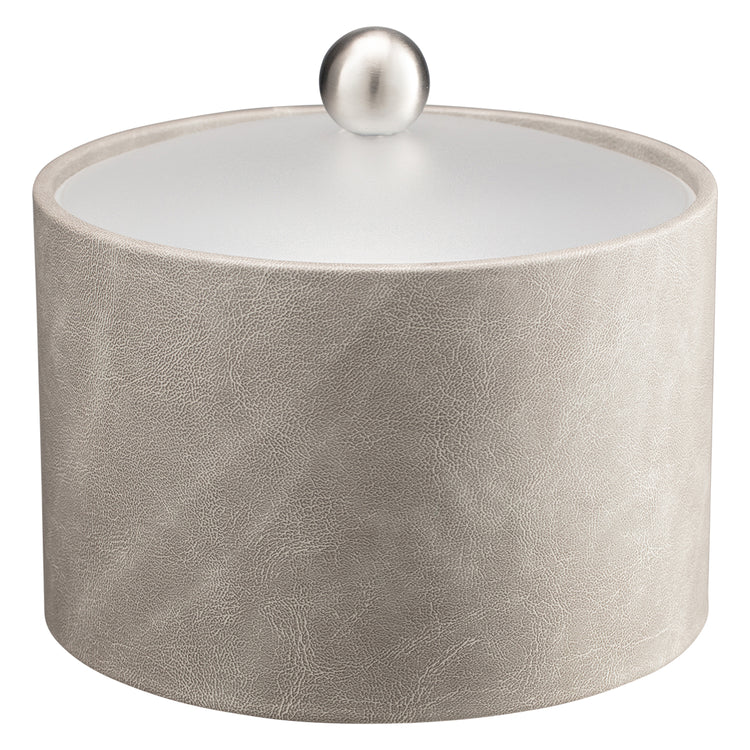 Slate Gray | Chic 3-quart leatherette ice bucket from the Core Mesa collection, complete with an acrylic cover and brushed stainless ball knob.