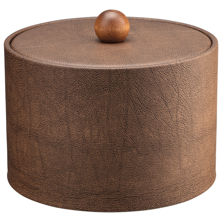 Coffee Italia | Sophisticated Core Mesa ice bucket featuring a stylish material cover and brown wood ball knob, ideal for luxury hotel environments.