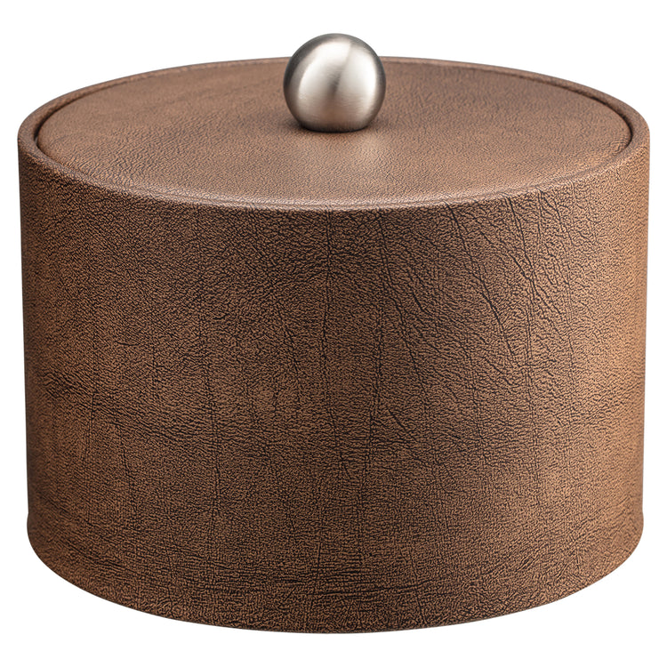 Coffee Italia | Core Mesa leatherette ice bucket with a sleek design, material cover, and brushed stainless ball knob for a sophisticated touch.