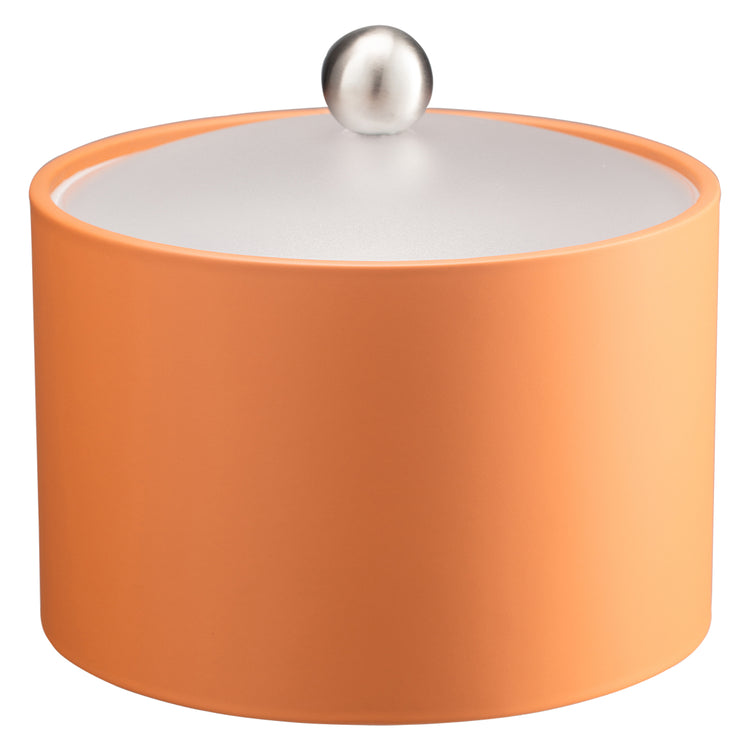 Spice Orange | Contemporary Core Mesa leatherette ice bucket with an elegant acrylic cover and brushed stainless ball knob, enhancing guest experiences.