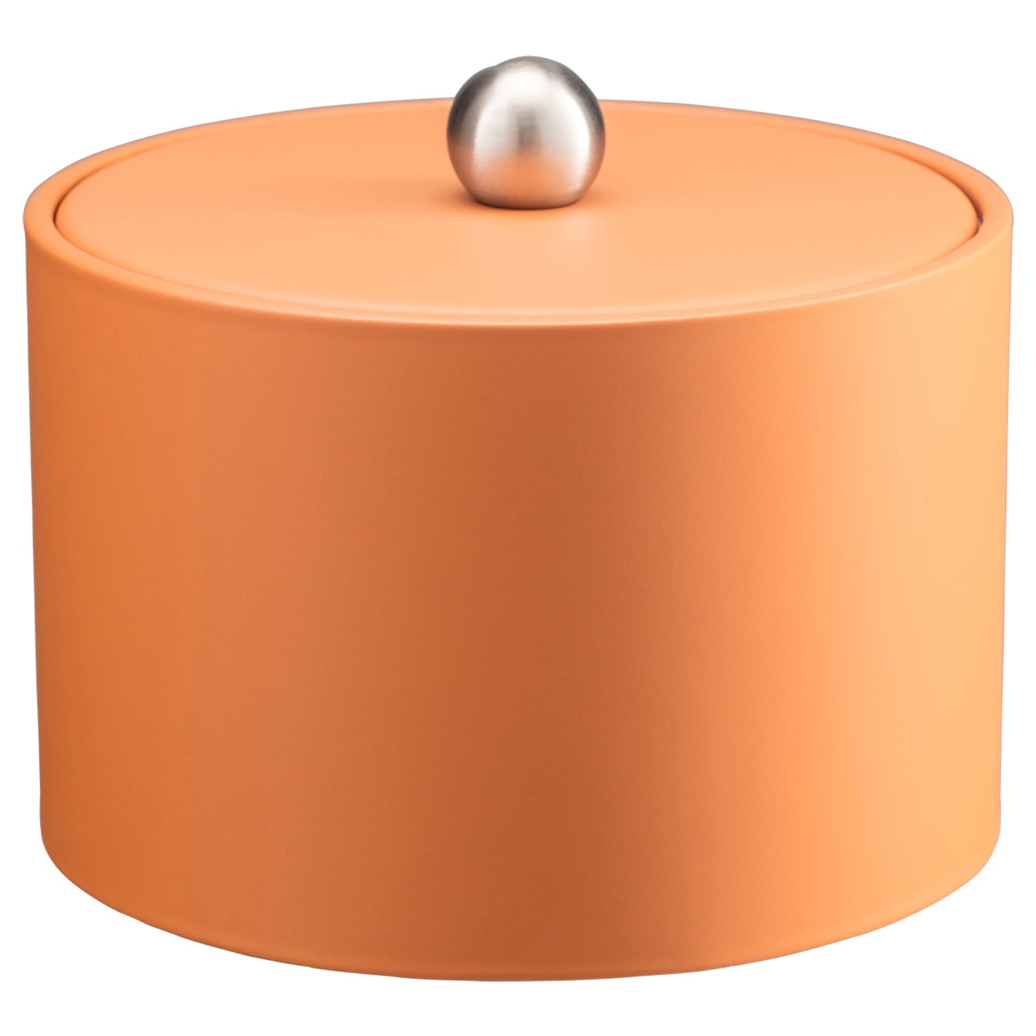 Spice Orange | Sophisticated Core Mesa ice bucket featuring a stylish material cover and brushed stainless ball knob, enhancing luxury hotel environments.