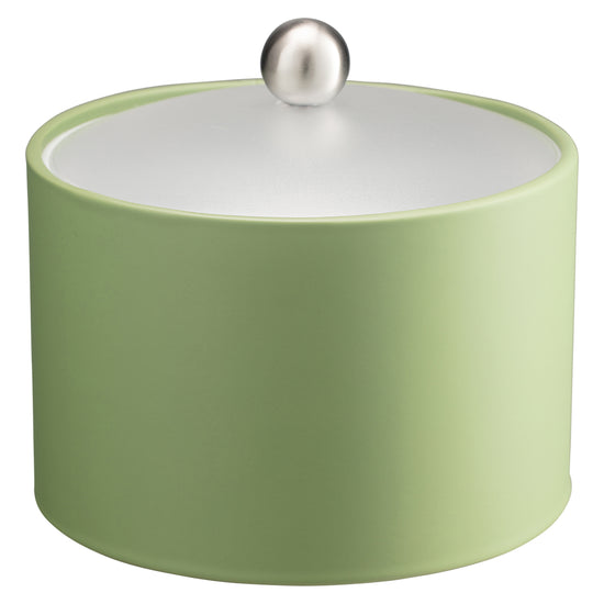 Mist Green | Chic Core Mesa leatherette ice bucket featuring an acrylic cover and brushed stainless ball knob, combining functionality with elegance.