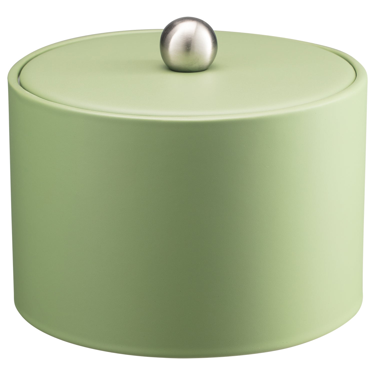 Mist Green | Durable Core Mesa leatherette ice bucket with a fashionable material cover and brushed stainless ball knob, perfect for high-end hospitality use.