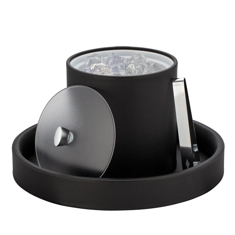 Black | Stylish Arc Ice Bucket with a chrome arc knob, showcasing modern hospitality design.