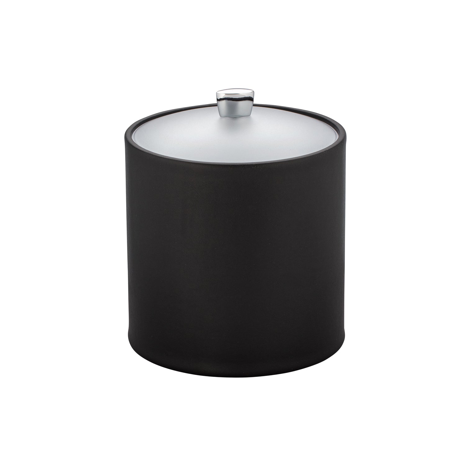 Black | Image of the Arc 3-quart ice bucket with a frost acrylic cover & polished chrome arc knob.