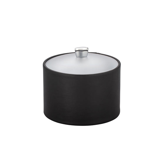 Black | Sleek Arc Mesa Ice Bucket with acrylic cover and chrome arc knob, ideal for upscale hospitality settings.