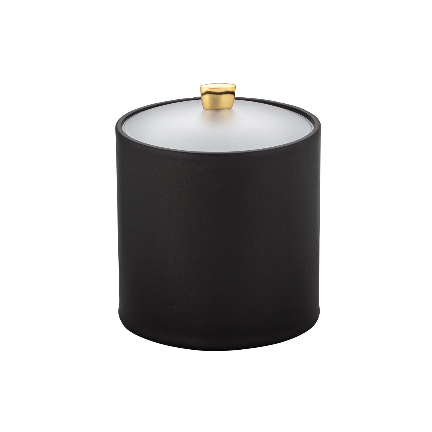 Black | Sleek Arc 3qt Ice Bucket with acrylic cover and gold arc knob for upscale guestroom amenities.