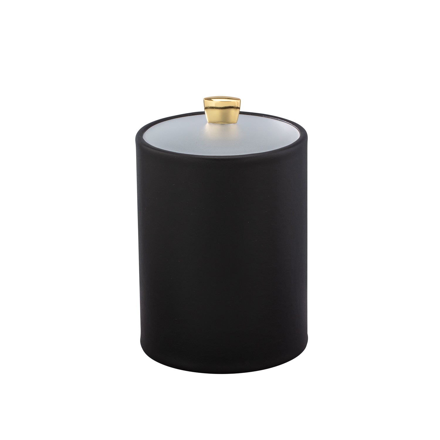 Black | Sleek Arc Tall Ice Bucket with acrylic cover and gold arc knob, perfect for luxury hotel environments.