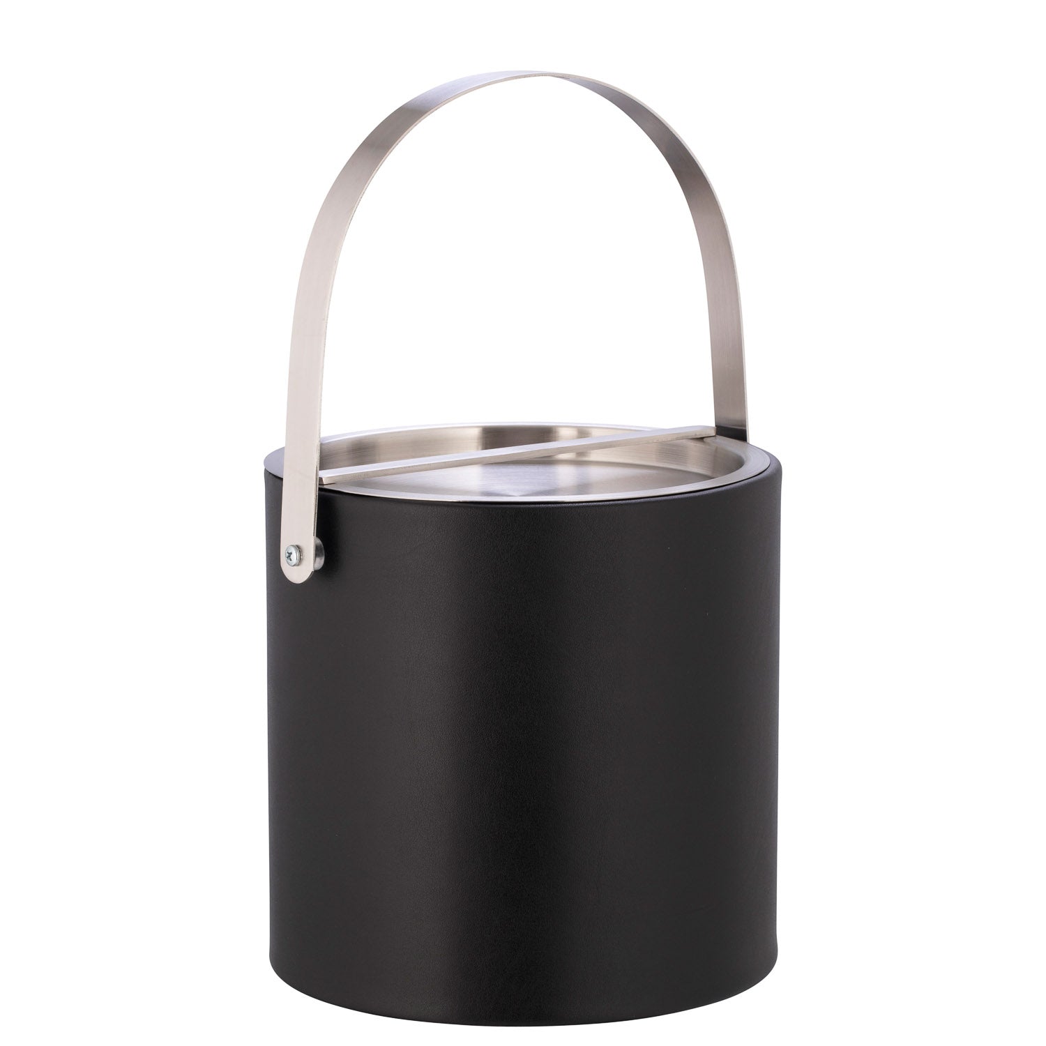 Black | Sydney 3qt Ice Bucket featuring a brushed stainless arch handle and bridge cover, designed for easy transport and an elegant presentation at any gathering.