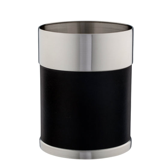 Black | Modesto Stainless Wastebasket with a sleek, modern design, featuring a polished stainless-steel finish for a contemporary look.