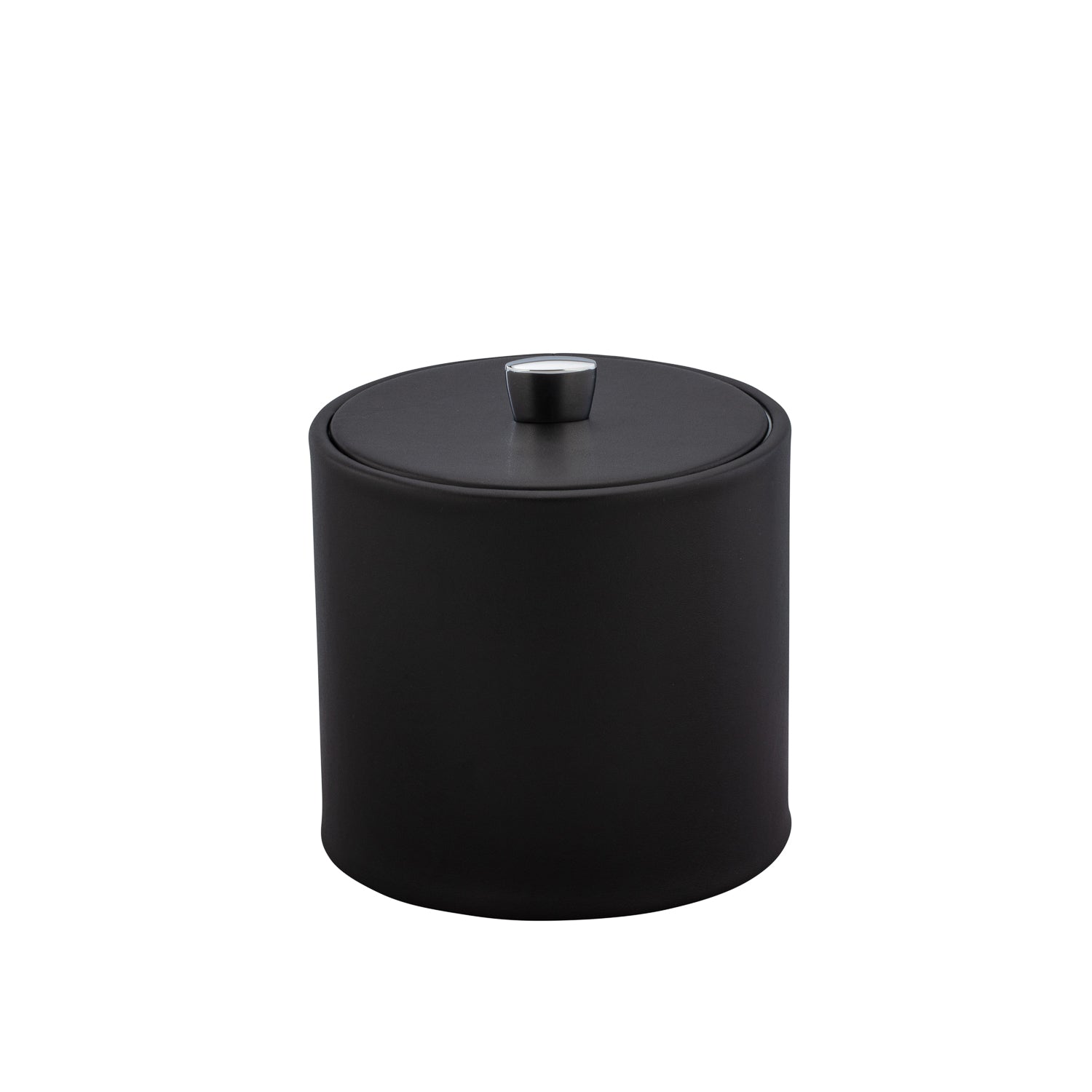 Black | Elegant Dorchester 2qt ice bucket with a material cover and chrome arc knob, designed to enhance upscale hospitality environments.