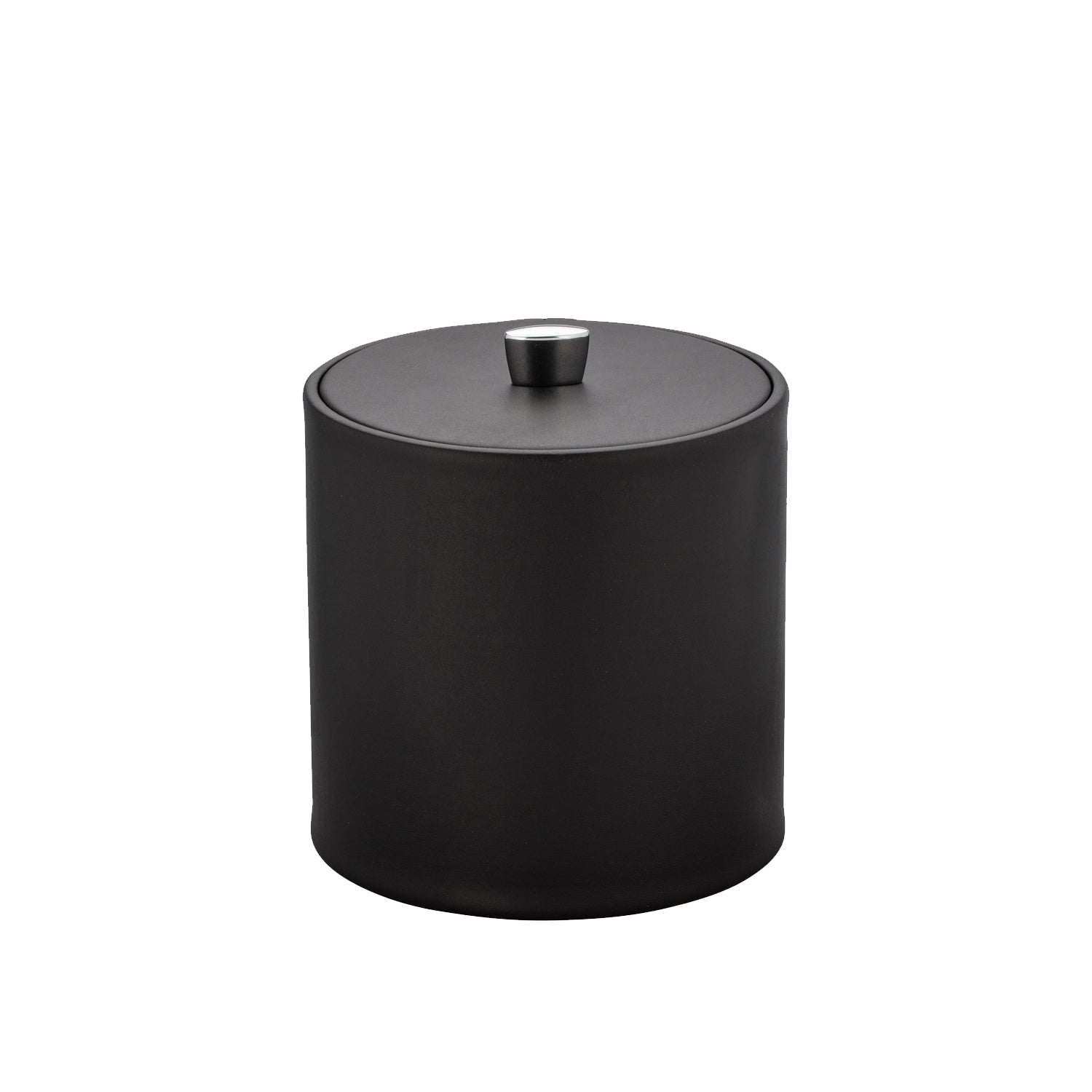 Black | Elegant Dorchester 3qt ice bucket featuring a material cover and chrome arc knob, perfect for enhancing upscale hospitality experiences.