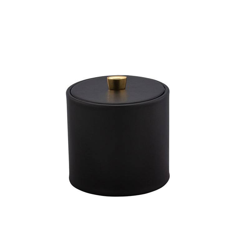 Black | Elegant Oxford 2qt Ice Bucket featuring a stylish material cover and a luxurious gold arc knob, perfect for upscale gatherings.