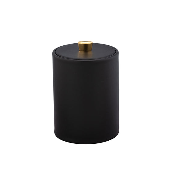 Black | Sleek Oxford Tall Ice Bucket featuring a luxurious material cover and a stylish gold arc knob, perfect for elevating your entertaining experience.