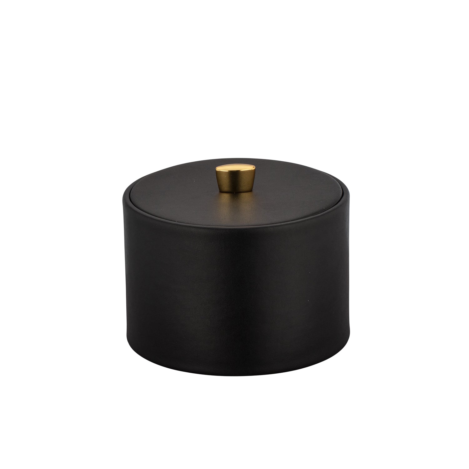 Black | Elegant Oxford Mesa Ice Bucket featuring a luxurious material cover and a chic gold arc knob, perfect for adding sophistication to your entertaining space.