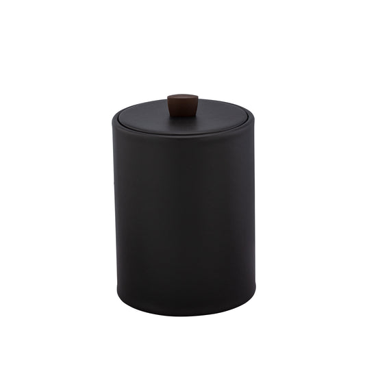 Black | Elegant Durham tall ice bucket featuring a material cover and oil-rubbed bronze arc knob, perfect for enhancing luxury hospitality experiences.