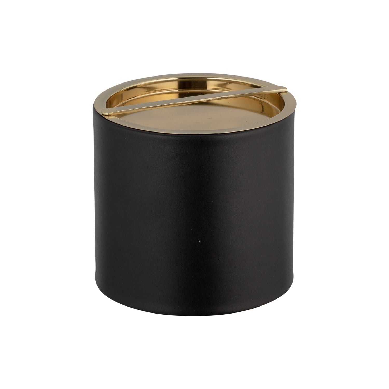 Black | Milan 3qt Ice Bucket adorned with a polished gold bridge cover, perfect for stylishly serving ice at gatherings.