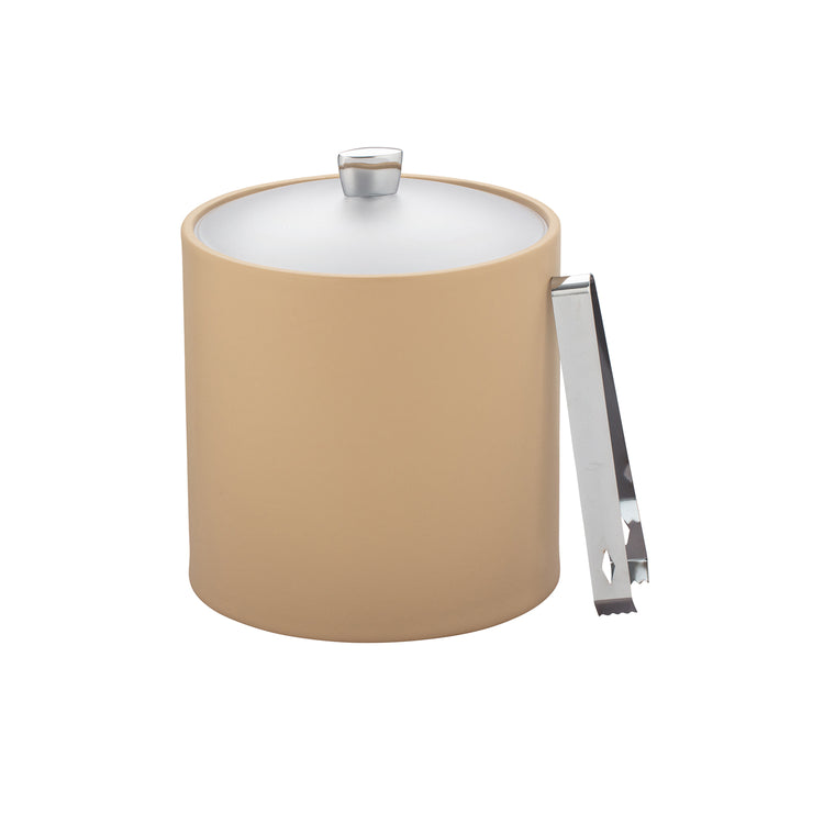 Beige | Close-up of the Arc 3qt Ice Bucket, highlighting its polished chrome knob and durable acrylic cover.