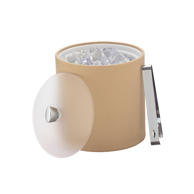 Beige | Premium Arc Ice Bucket with a contemporary design, ideal for guestroom or bar use.