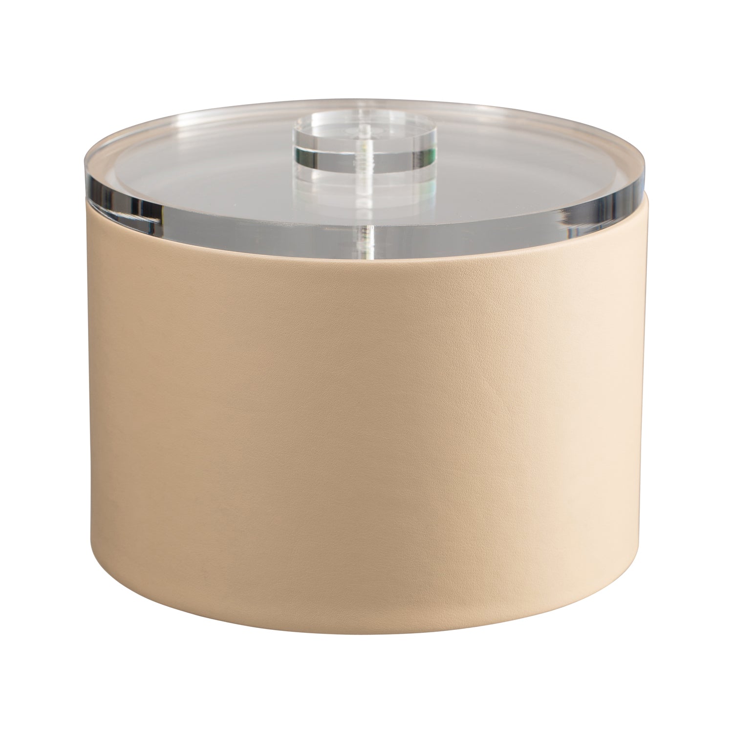 Beige | Plus Mesa ice bucket with a textured finish and a smooth quartz cover.