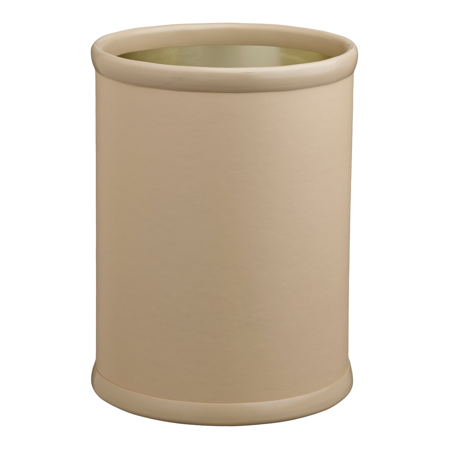 Beige | Contemporary Plus 8qt Round Wastebasket, ideal for office or home use, combining functionality with an elegant design.