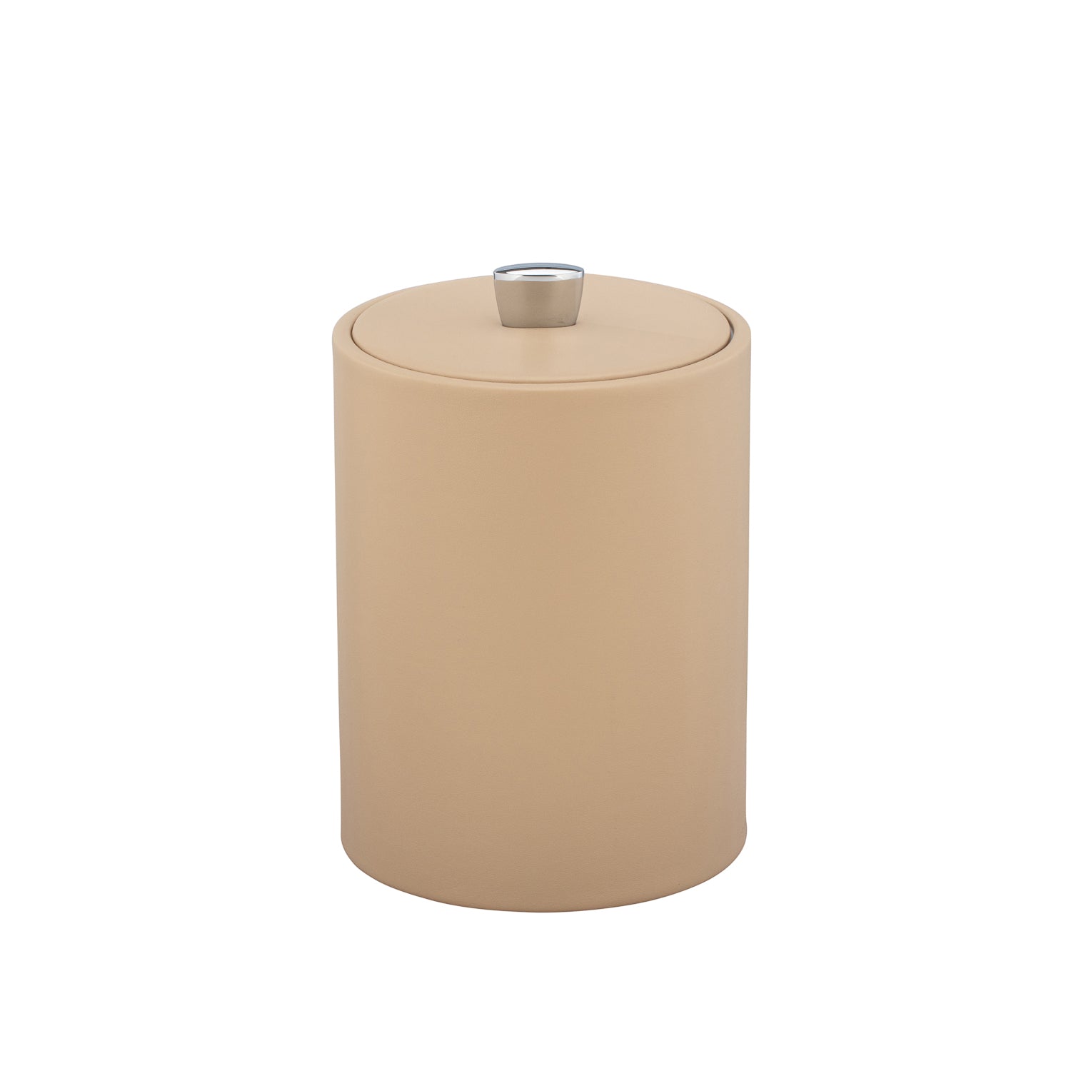 Beige | Chic tall ice bucket from the Dorchester collection, crafted with a stylish material cover and modern chrome arc knob for sophisticated service.