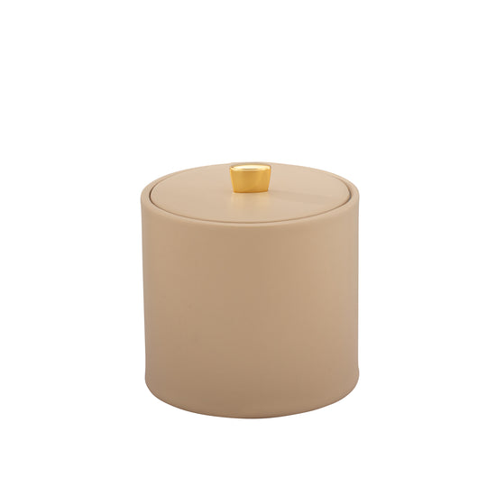 Beige | Chic Oxford 2qt Ice Bucket designed with a sophisticated material cover and gold arc knob, ideal for keeping beverages cool at any event.