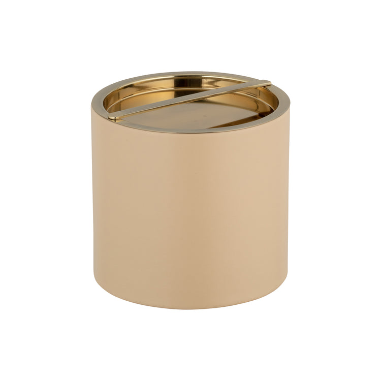 Beige | Chic Santa Barbara 3qt Ice Bucket with a stylish brushed gold bridge lid, designed to keep ice cold while enhancing your bar decor.