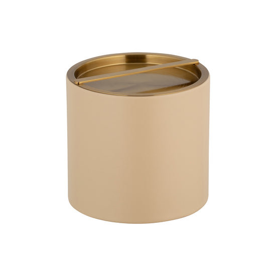 Beige | Elegant Milan 3qt Ice Bucket featuring a luxurious polished gold bridge cover, designed to elevate your entertaining experience.