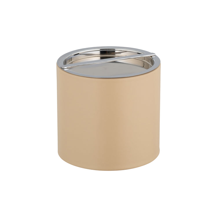 Beige | Elegant Manhattan 2qt Ice Bucket with a sleek polished chrome bridge cover, ideal for serving chilled beverages at upscale events.