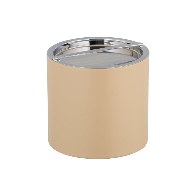 Beige | Sleek Manhattan 3qt Ice Bucket featuring a polished chrome bridge cover, perfect for upscale hospitality settings.