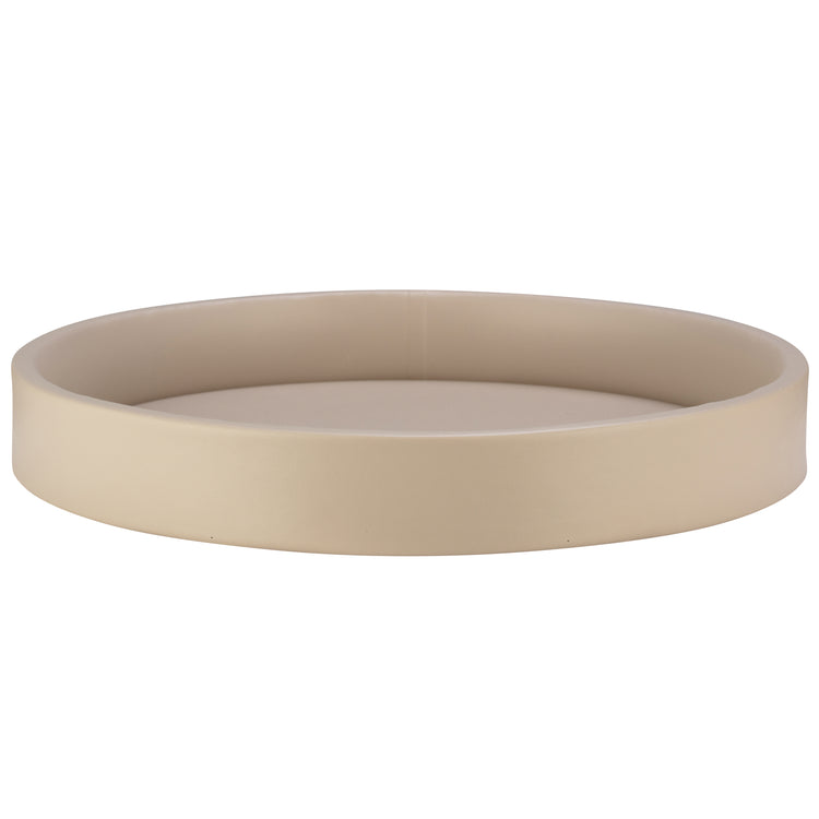 Taupe | Stylish Gallery 14" Round Tray, designed for modern interiors and ideal for luxury hotel use.