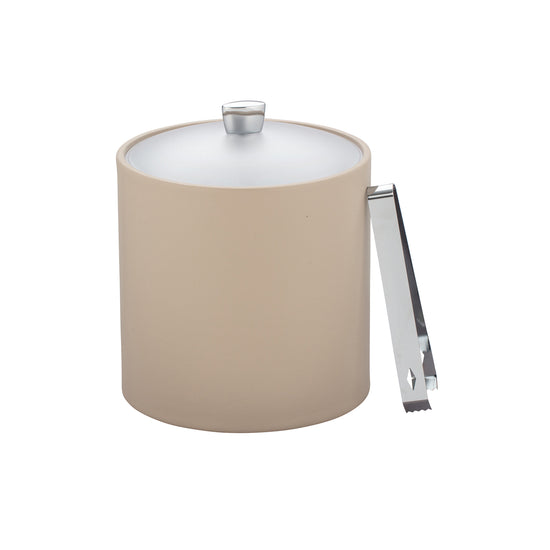 Taupe | Modern Arc Ice Bucket with 3qt capacity, an acrylic cover, and a chrome arc knob for upscale spaces.