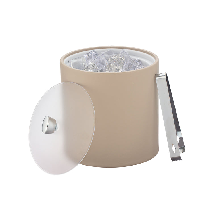 Taupe | Arc 3qt Ice Bucket with acrylic cover and chrome arc knob, offering a sleek and modern design for hospitality settings.