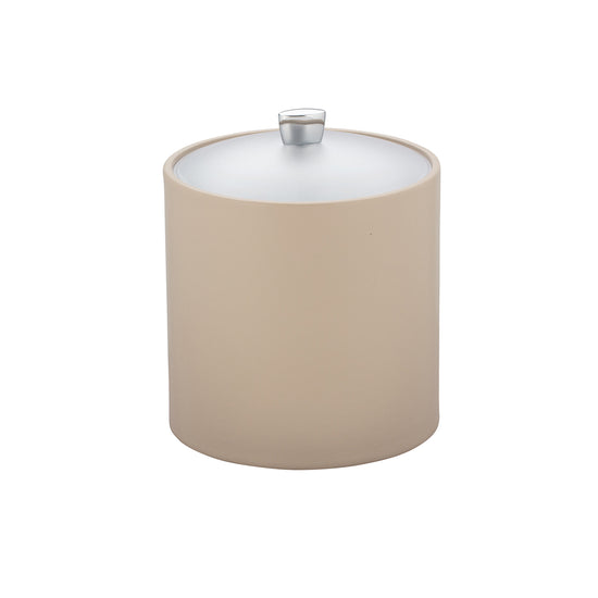 Taupe | Stylish 3-quart ice bucket featuring a clear acrylic lid and chrome arc handle, perfect for hospitality settings.