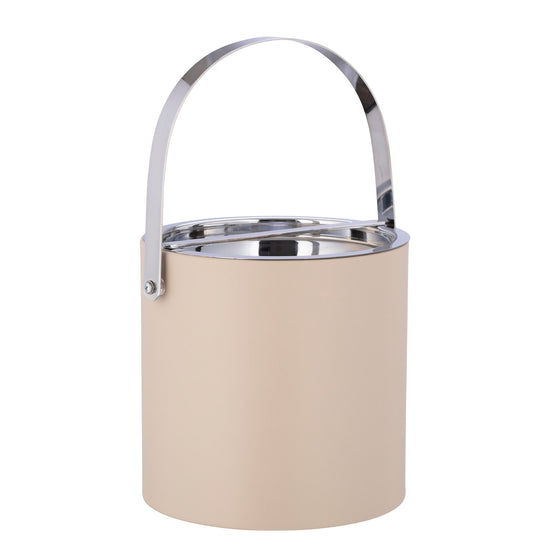 Taupe | Chic Manhattan 3qt Ice Bucket showcasing a polished chrome arch handle and bridge cover, ideal for upscale events and gatherings.