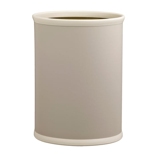 Taupe | Functional Plus 13qt oval wastebasket, ideal for discreetly collecting trash in kitchens, bathrooms, or workspaces.