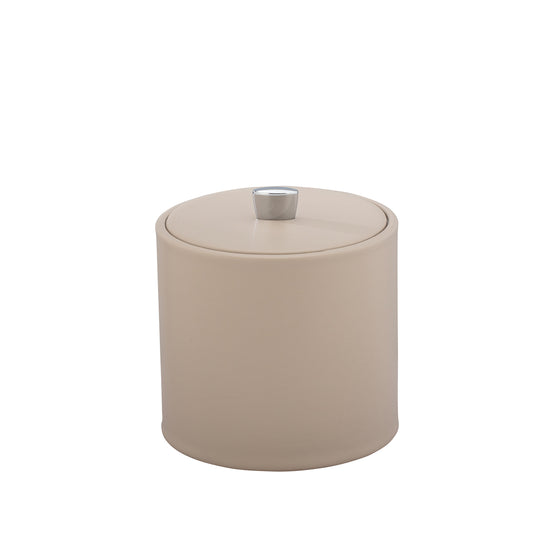 Taupe | Sophisticated Dorchester ice bucket with a sleek design, material cover, and chrome arc knob, perfect for luxury in-room service.